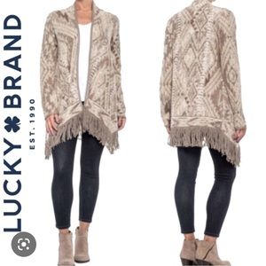 Lucky Brand fringe cardigan beige/tan Small